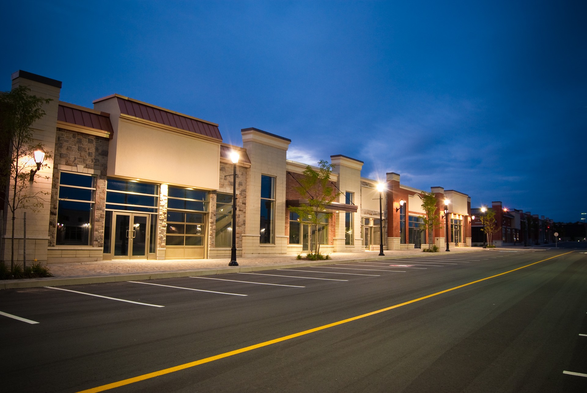 Abandoned Store Fronts in a New Strip Mall Development